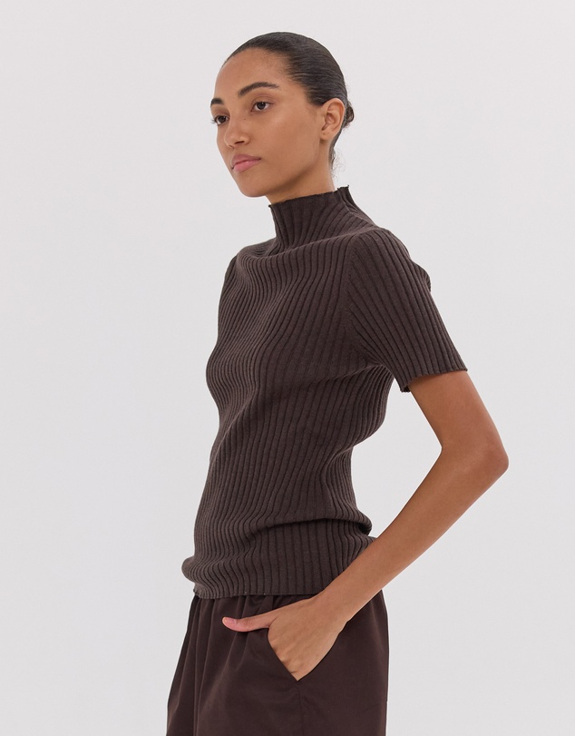Cloth & Co. - The Rib Funnel Tee | Brazil Nut