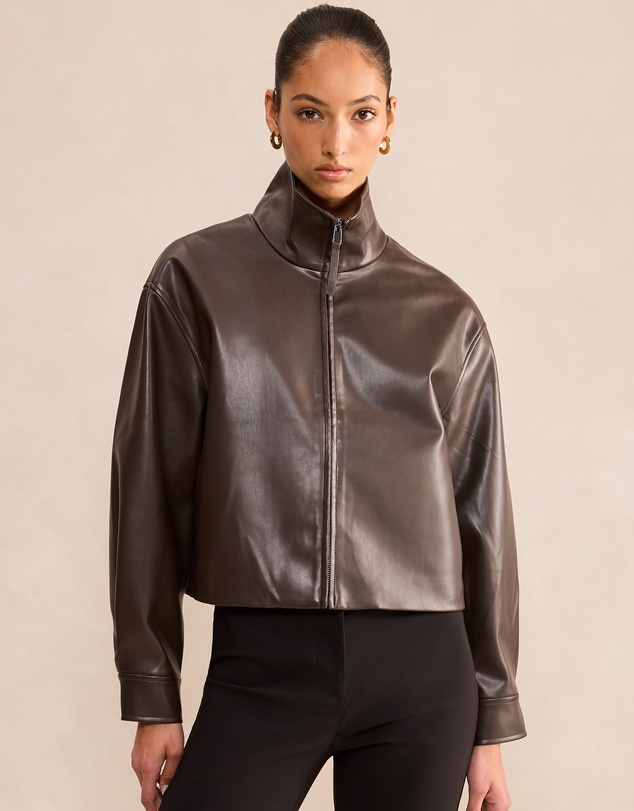 Forever New - Lainey Faux Leather Funnel Neck Jacket