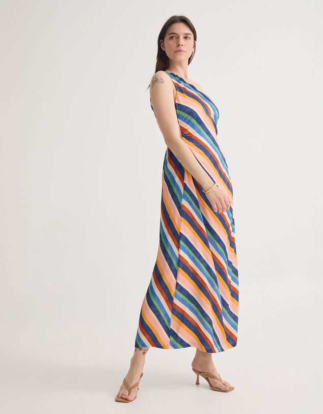 Oxford - Capri Striped One Shoulder Dress