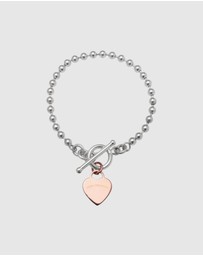 Von Treskow - Thick Ball Chain Bracelet with Flat Heart