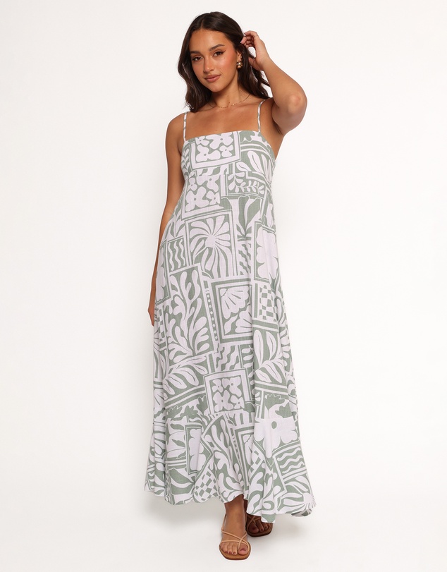 Petal & Pup - Kelsie Midi Dress - Sage Print