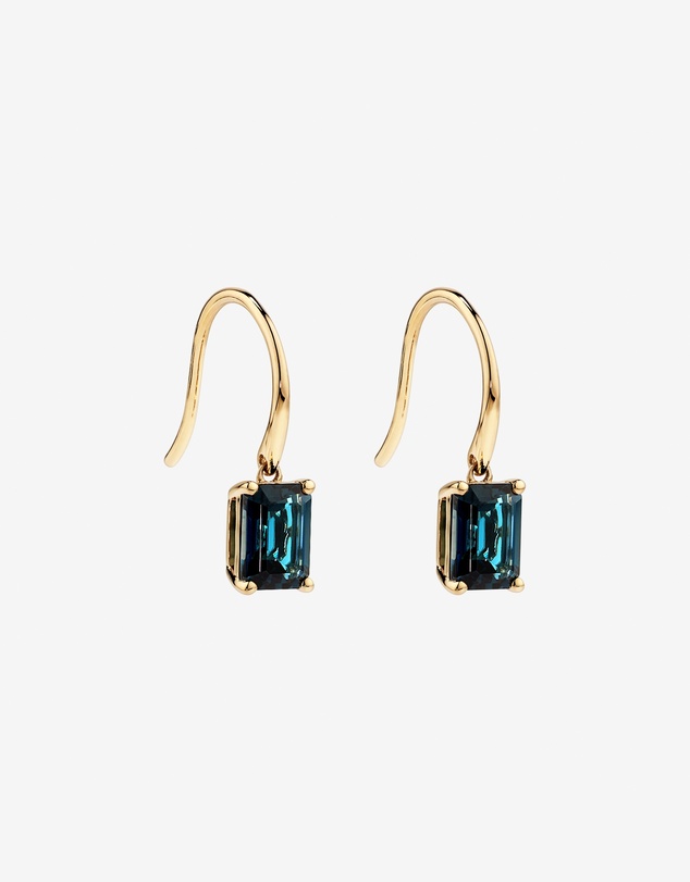Michael Hill - Emerald Cut London Blue Topaz Gemstone Drop Earrings in 10kt Yellow Gold