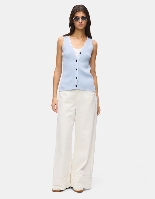 Karl Lagerfeld - Logo V-Neck Knit Top