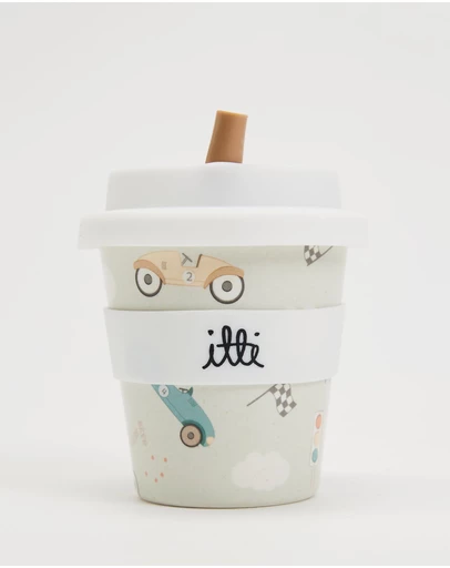itti bitti - Reusable Baby Cino Cup with 2 Straws - Zoom Zoom Race Car