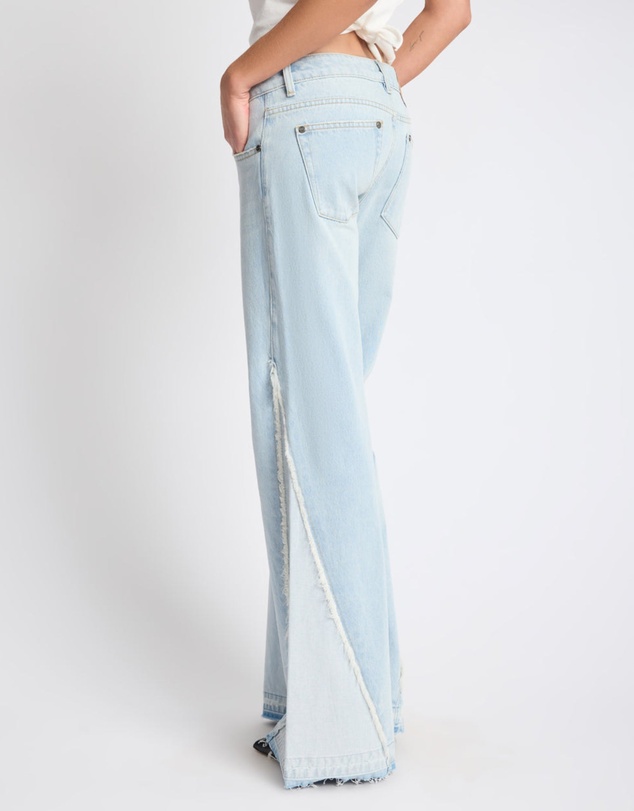 ONE TEASPOON - Johnnies Low Waist Wide Leg Flared Denim Jeans - Cosmic Blue