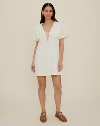 The Fated - Esther Tie Front Broderie Mini Dress