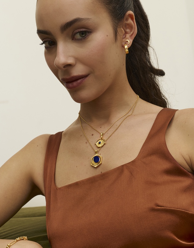 Ottoman Hands - Garnet Heart Huggie Earrings