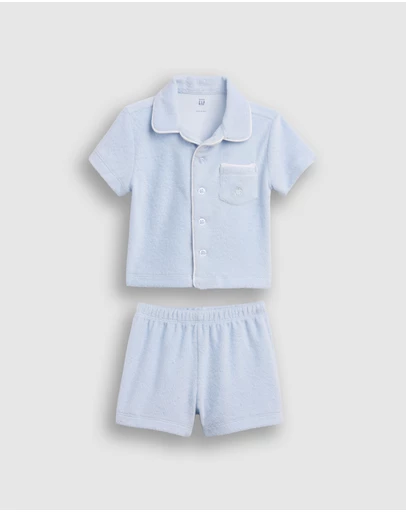 GAP - SS Terry Button Down Shorts Set - Babies