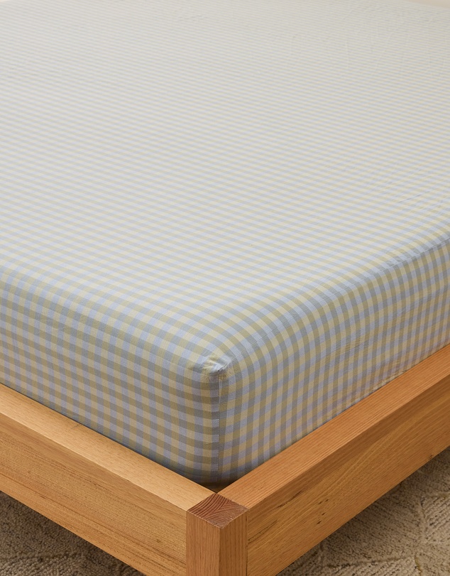 Sheet Society - Leo Washed Cotton Gingham Fitted Sheet Set