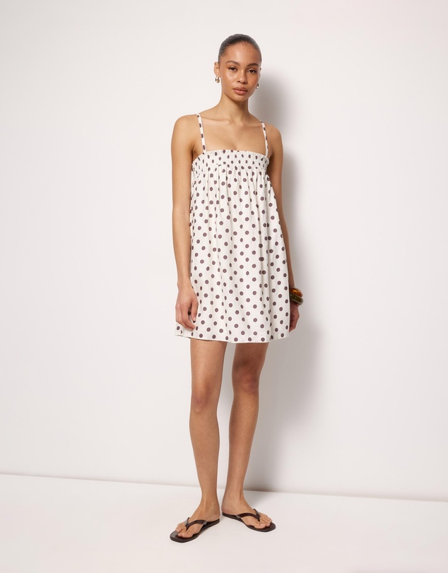 AERE - Amba Shirred Linen Mini Dress