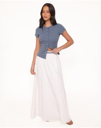 Petal & Pup - Tylarah Short Sleeve Cardigan Top - Denim Blue