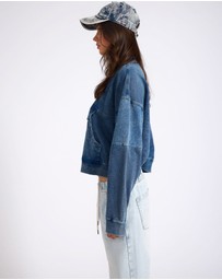 ONE TEASPOON - Retro Fade Panelled V Sweater - Washed Blue
