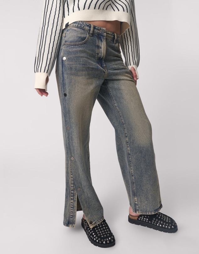 ONE TEASPOON - Billie Mid Waist Long Rise Straight Leg Denim Jeans - Old Blue