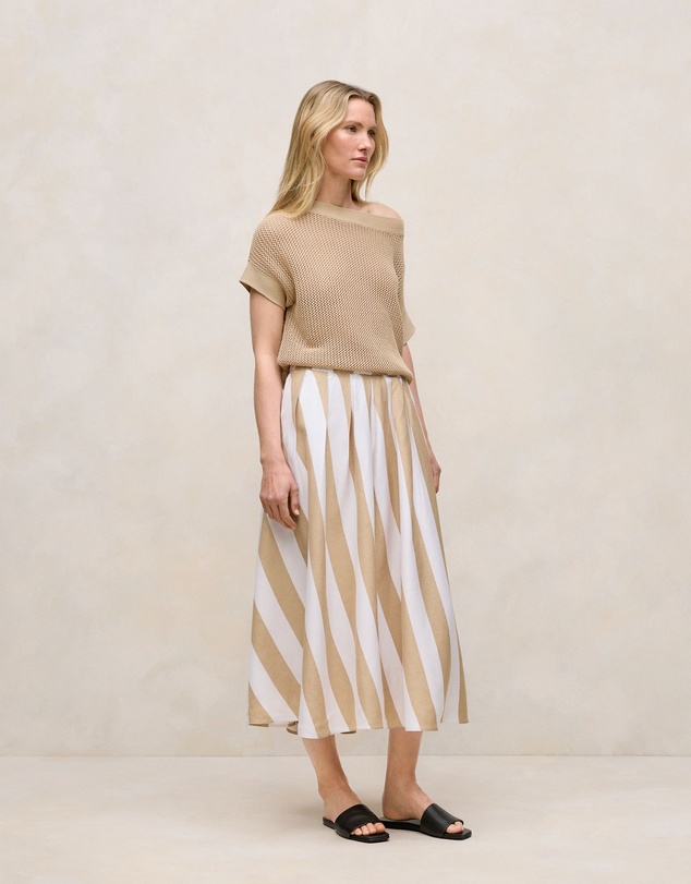 Trenery - Cabana Stripe Skirt in Sand