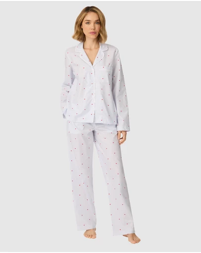 DKNY - Cotton Poplin Button-Up Long Sleeve Long Pyjama Set