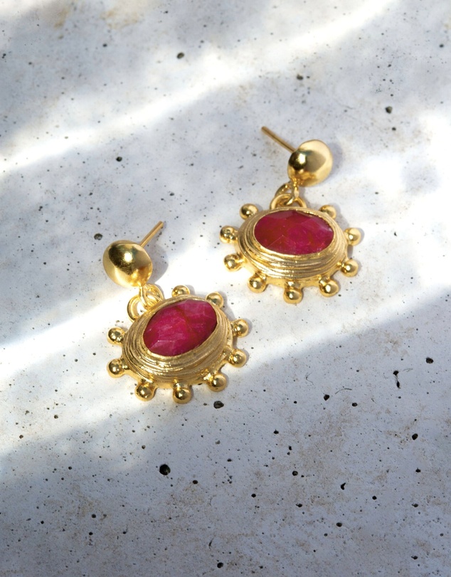 Ottoman Hands - Zand Ruby Drop Earrings