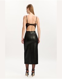 Bardot - Dante Vegan Leather Midi Skirt