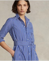 Polo Ralph Lauren - Belted Striped Cotton Shirtdress