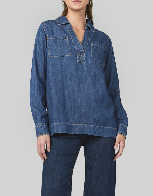 DRICOPER DENIM - Ash Denim Pop Over Shirt