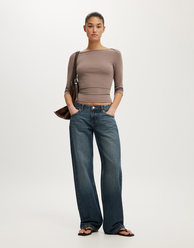 Cotton On - 90S Boatneck ¾ Sleeve