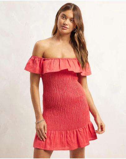 AERE - Frill Shirred Mini Dress