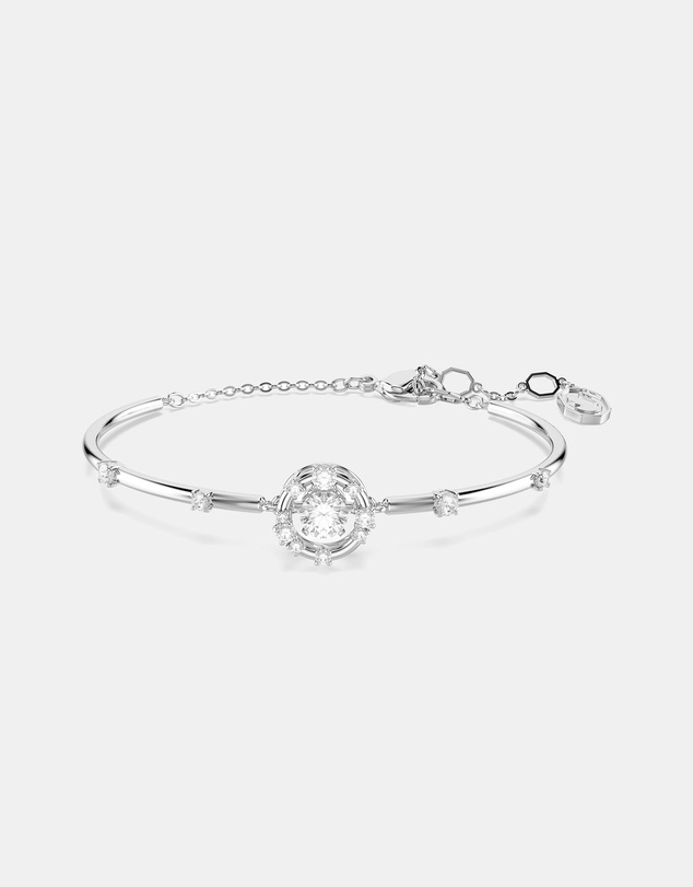 Swarovski - Constella Bangle, Round Cut, Dancing Stone, White, Rhodium Plated