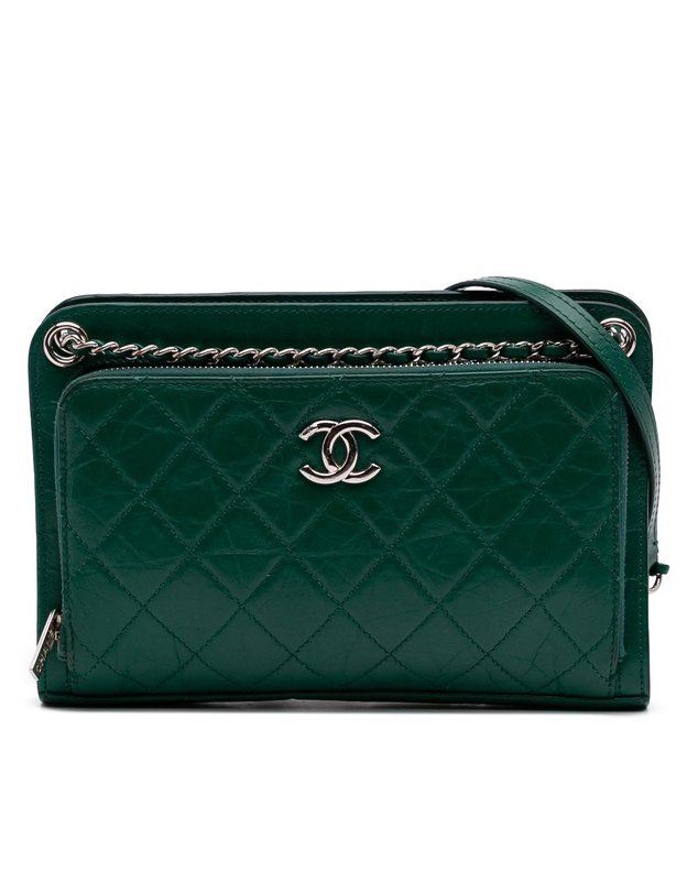 Pre-Loved by Azura Reborn - Pre-Loved CC Quilted Crinkled Calfskin Front Pocket Crossbody