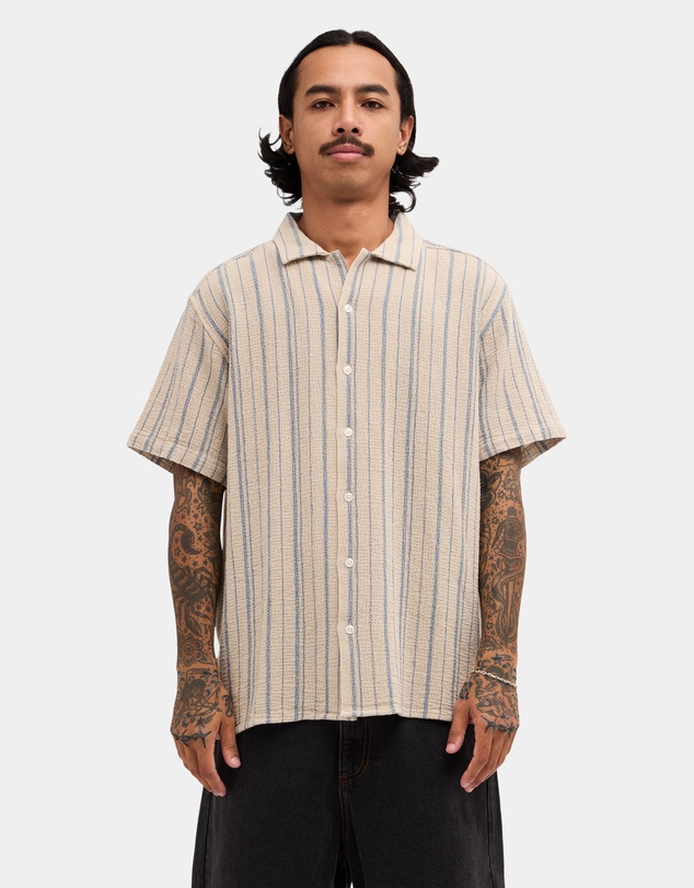 RVCA - Mens Vacancy Stripe Short Sleeve Shirt