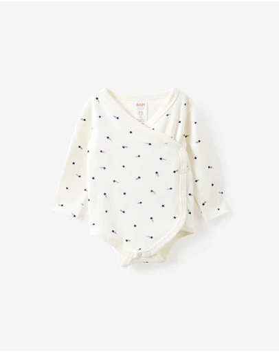 Cotton On Kids - Organic Cross Over Long Sleeve Bubbysuit