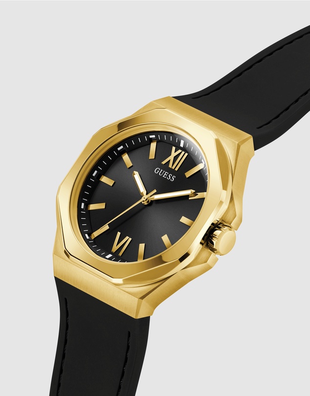 GUESS - Guess Men's Black Gold Tone 41.5mm Analogue Watch