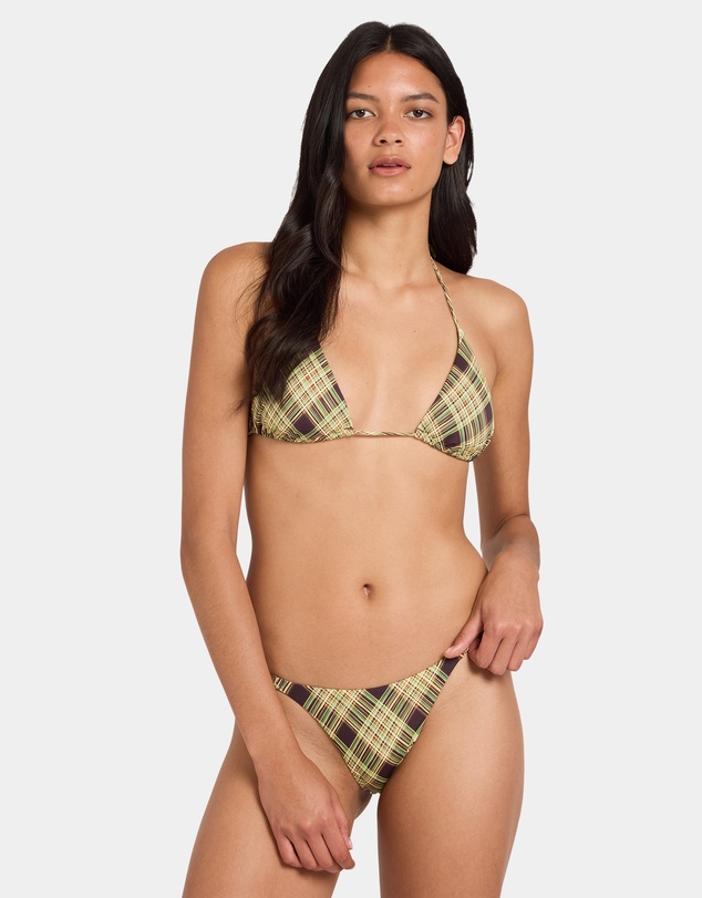 RVCA - Womens Boulevard Plaid Halter Tri Bikini Top