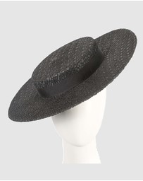 Max Alexander - Black lace-covered Boater Hat