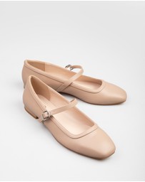 RAID - Finni ankle strap ballet pumps in nude