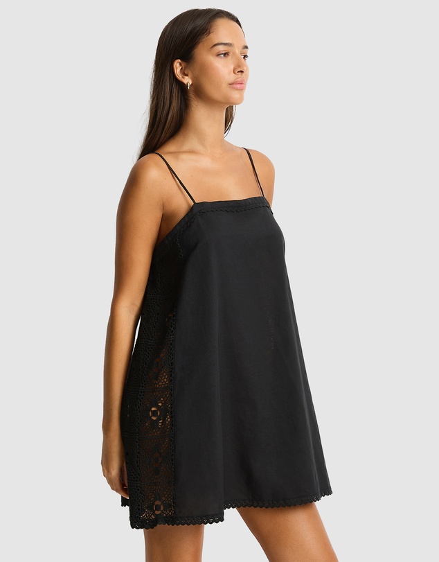 Sea Level Australia - Shore Linen Panelled Bandeau Lace Short Dress