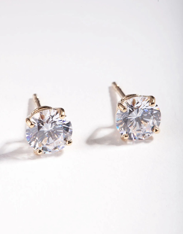 Lovisa - Gold Plated Sterling Silver 1 Carat Cubic Zirconia Stud Earrings
