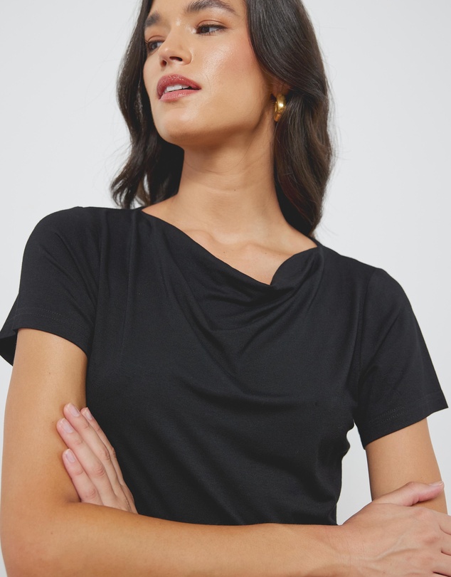 Atmos&Here - Drape Neck Bamboo Blend Top