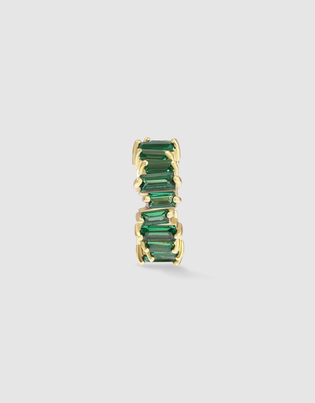 Wanderlust + Co - Jagged Baguette Emerald & Gold 9mm Ear Cuff