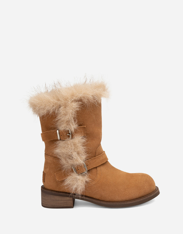 Ozwear Connection Uggs - UGG Fur Trim Buckle Short Boots