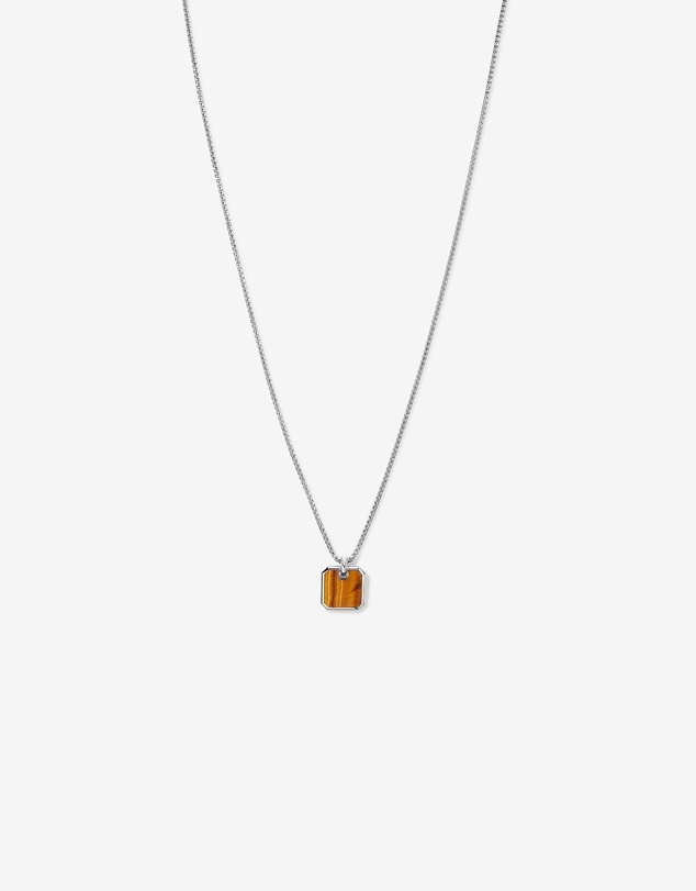 Michael Hill - Tiger’s Eye Square Pendant Necklace in Sterling Silver