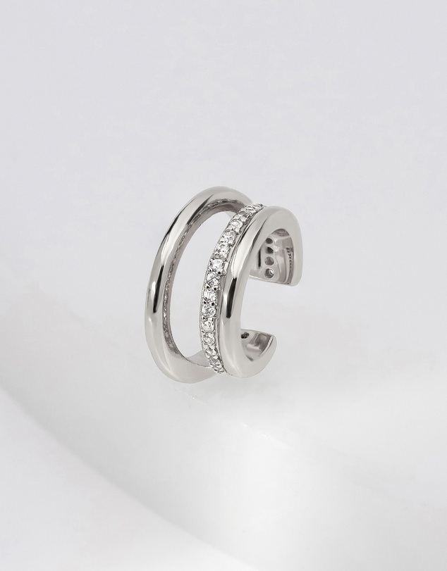 Wanderlust + Co - Double Pave Silver 9mm Ear Cuff