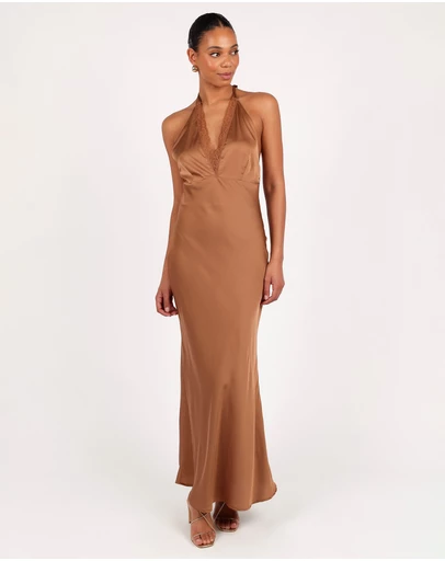 Petal & Pup - Kalina Halterneck Maxi Dress - Bronze