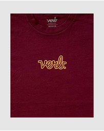 Verb - Verb Puffed Men Classic Logo 100% Cotton Skateboards Tshirt Burgundy