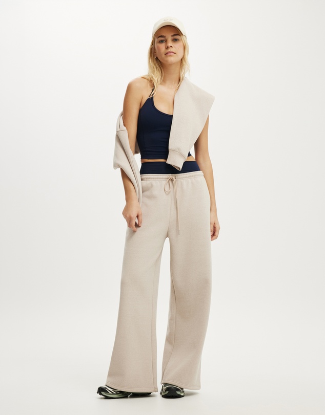 Cotton On Body Active - Plush Tie Waist Wide Leg Sweatpants
