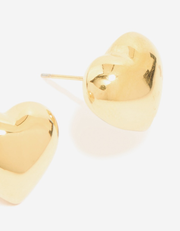 Lovisa - Waterproof Gold Plated Stainless Steel Puffy Heart Stud Earrings