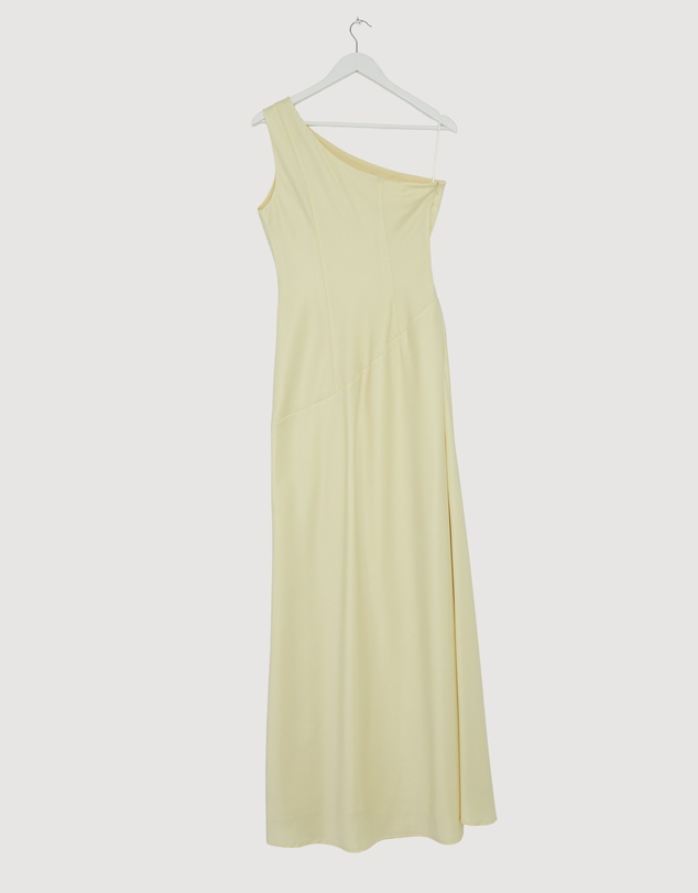 Revibe - Repaired CHANCERY Hallie Satin One Shoulder Drape Maxi Dress - AU 10
