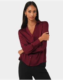 Forcast - Lila V-neck Satin Blouse