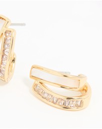 Lovisa - Gold Plated Cubic Zirconia & Mother Of Pearl Jacket Earrings