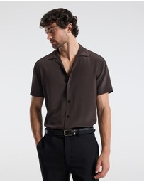 Calibre - Camp Collar Silk Shirt Espresso