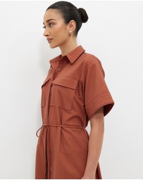 Calli - Linen Blend Seamed Midi Dress