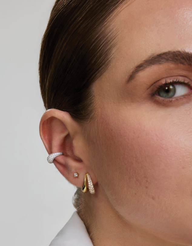 Ania Haie - Silver Pave Curved Teardrop Ear Cuff